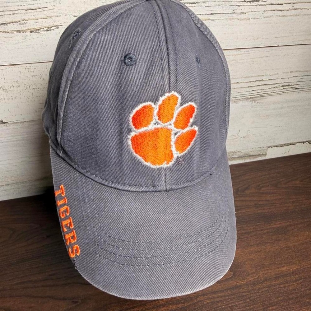 Y2K Early 2000's Clemson Tigers Russell Athletic Gray Dad Hat Adjustable Cap